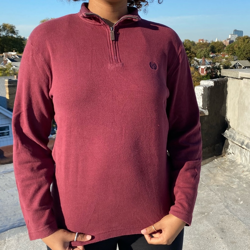 Chaps burgundy half-zip with texture detail